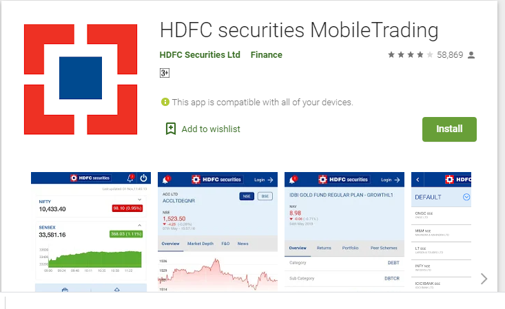 HDFC security  मोबाईल ट्रेडिंग ऐप 